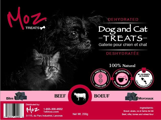 Moz - Morceaux de Boeuf - Gâteries Déshydratées pour Chiens et Chats