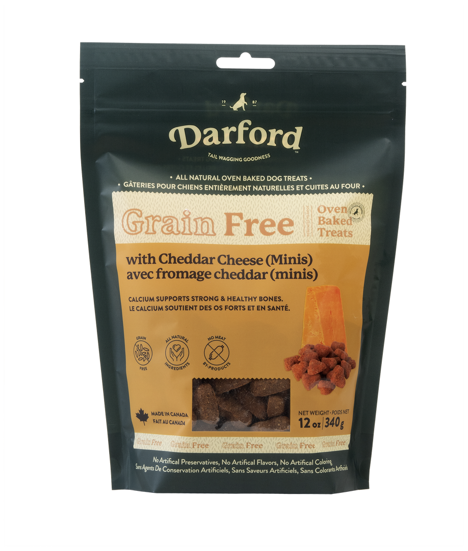 Darford Grain Free - Mini Coeurs au Fromage Cheddar - Biscuits Sans Grains Cuits au Four pour Chiens