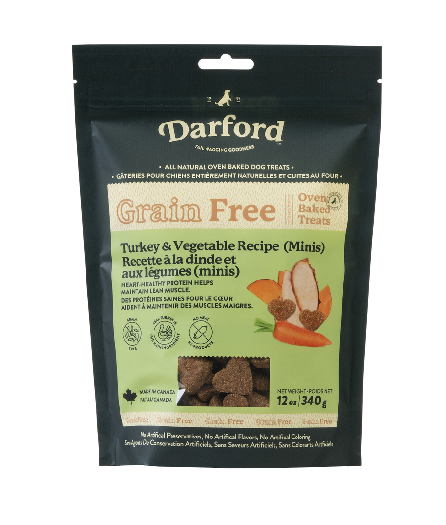 Darford Grain Free - Mini Coeurs à la Dinde - Biscuits Sans Grains Cuits au Four pour Chiens
