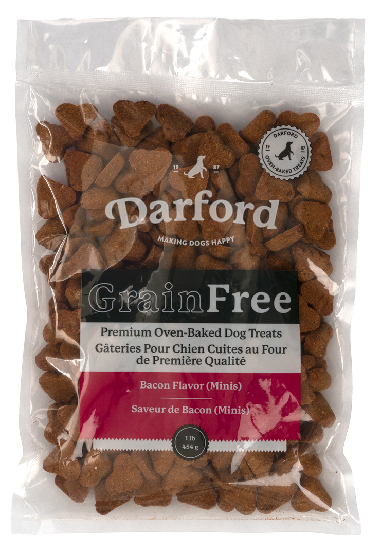 Darford Grain Free - Mini Coeurs au Bacon - Biscuits Sans Grains Cuits au Four pour Chiens
