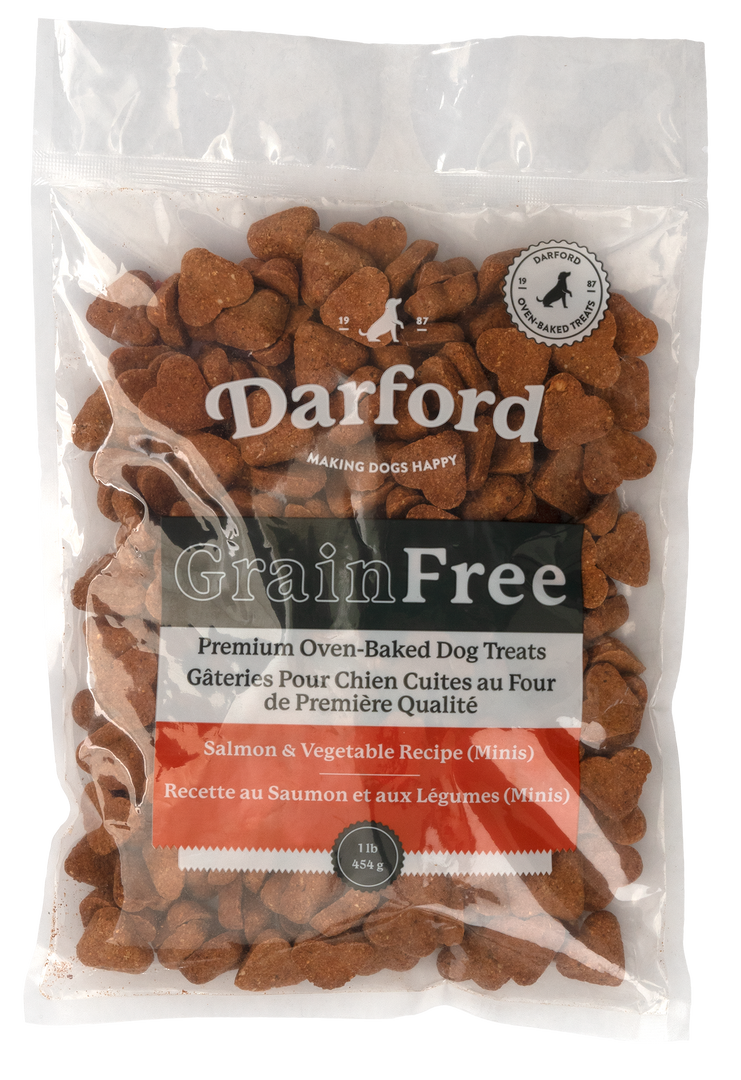 Darford Grain Free - Mini Coeurs au Saumon - Biscuits Sans Grains Cuits au Four pour Chiens
