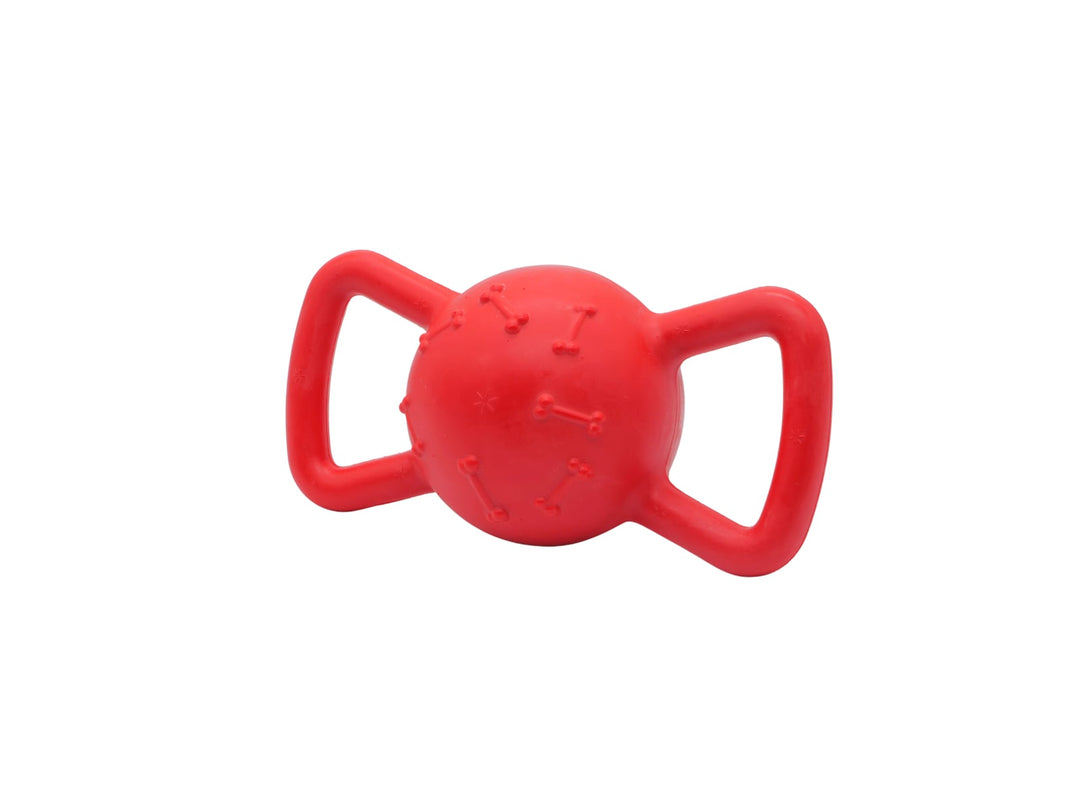 BüD'z - Jouet Balle avec Poignées Rouge en Caoutchouc pour Chiens, 20 cm
