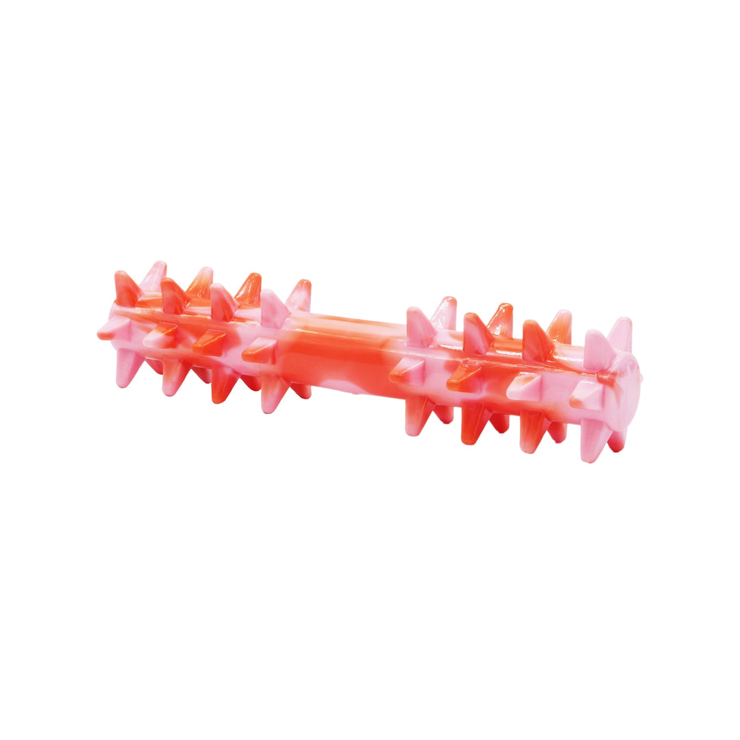 BüD'z - Jouet Bâton à Piques Rouge et Rose en Caoutchouc pour Chiens, 20 cm