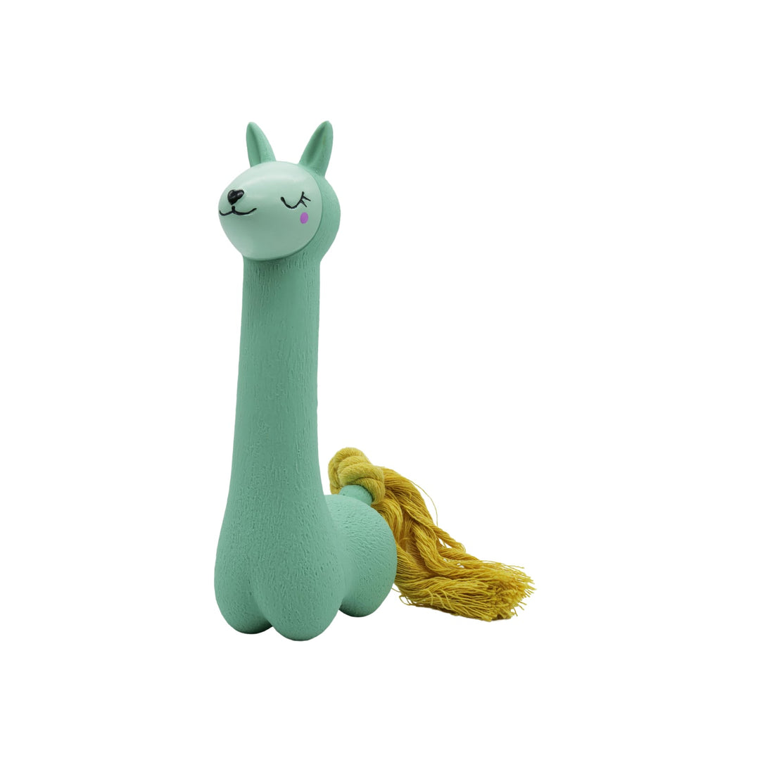 BüD'z - Jouet Lama Turquoise à Queue Jaune en Latex avec Couineur pour Chiens, 18 cm