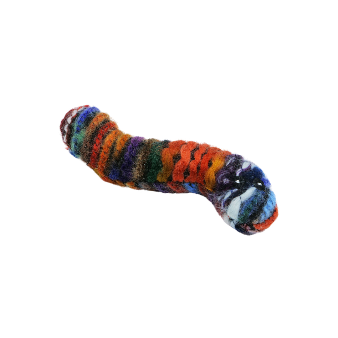 BüD'z - Jouet Ver Multicolore en Laine avec Herbe à Chat, 12.5 cm