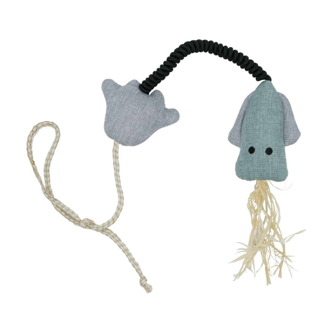 BüD'z - Jouet Calmar Élastique en Tissu Recyclé et Herbe à Chat, 61 cm