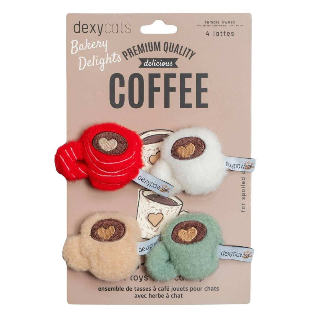 Dexypaws - Ensemble de 4 Tasses à Café avec Herbe à Chat - Jouet en Peluche pour Chats