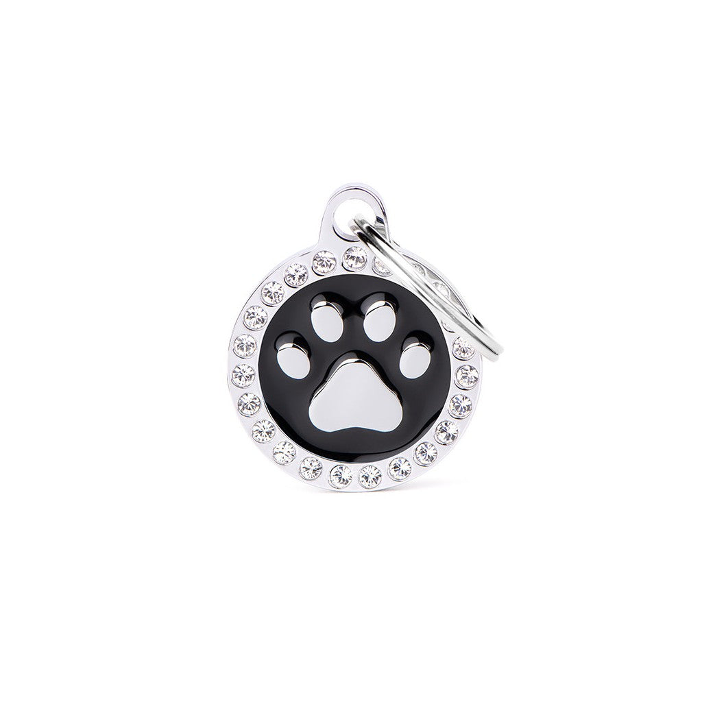 My Family - Glam Patte Encerclé Noir - Médaille d'Identité pour Chiens