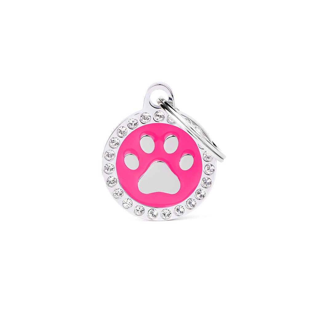 My Family - Glam Patte Encerclé Rose - Médaille d'Identité pour Chiens