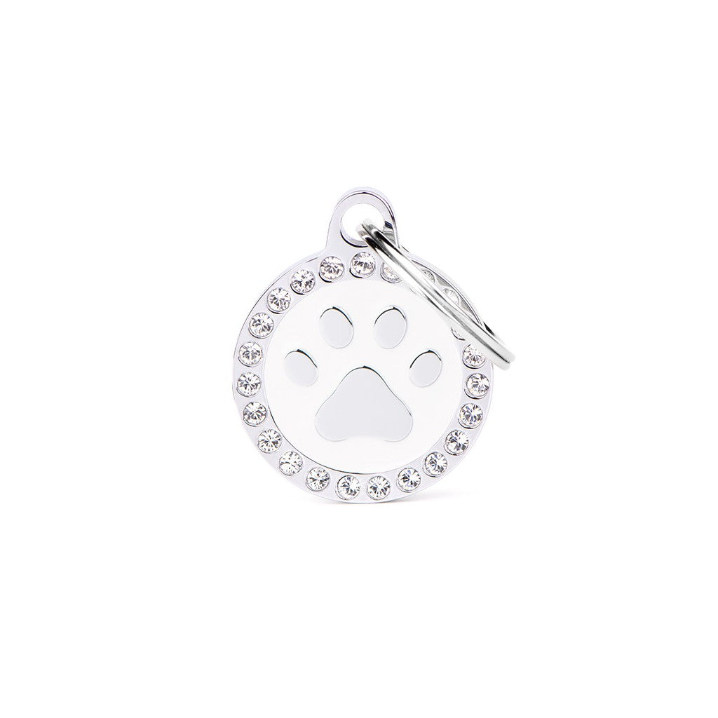 My Family - Glam Patte Encerclé Blanc - Médaille d'Identité pour Chiens