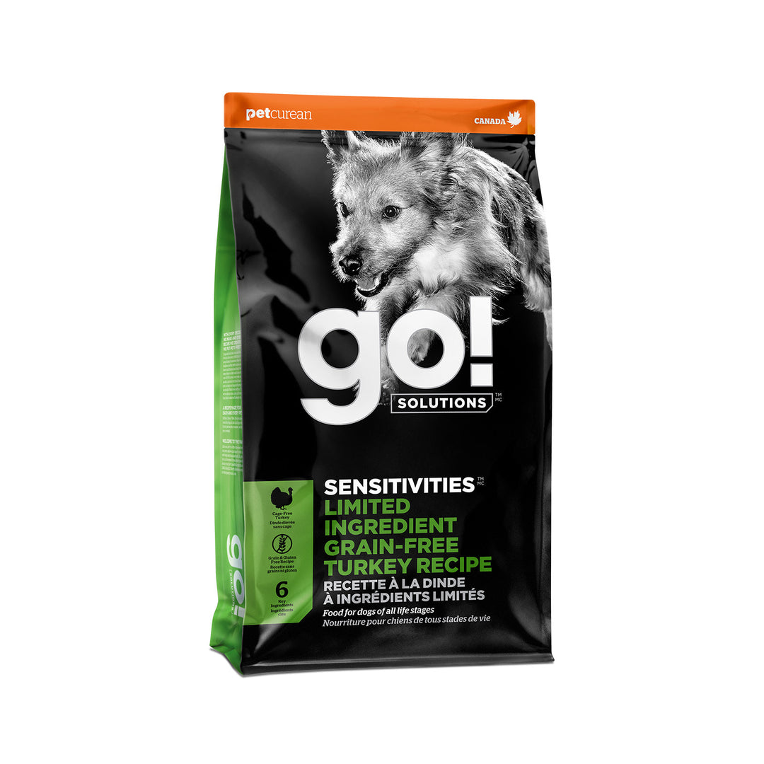Petcurean Go! Solutions Sensitivities - Dinde - Nourriture Sèche Sans Grains à Ingrédients Limités pour Chiens