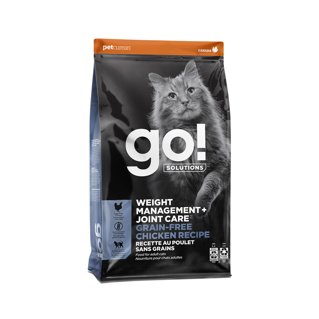 Petcurean Go! Solutions - Gestion du Poids et Soin des Articulations, Poulet - Nourriture Sèche Sans Grains pour Chats Adultes