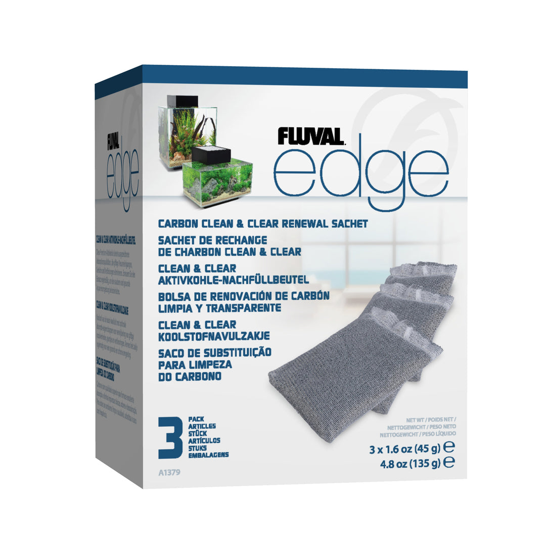 Fluval Edge - Sachets de Charbon Clean & Clear - Masse Filtrante pour Aquariums