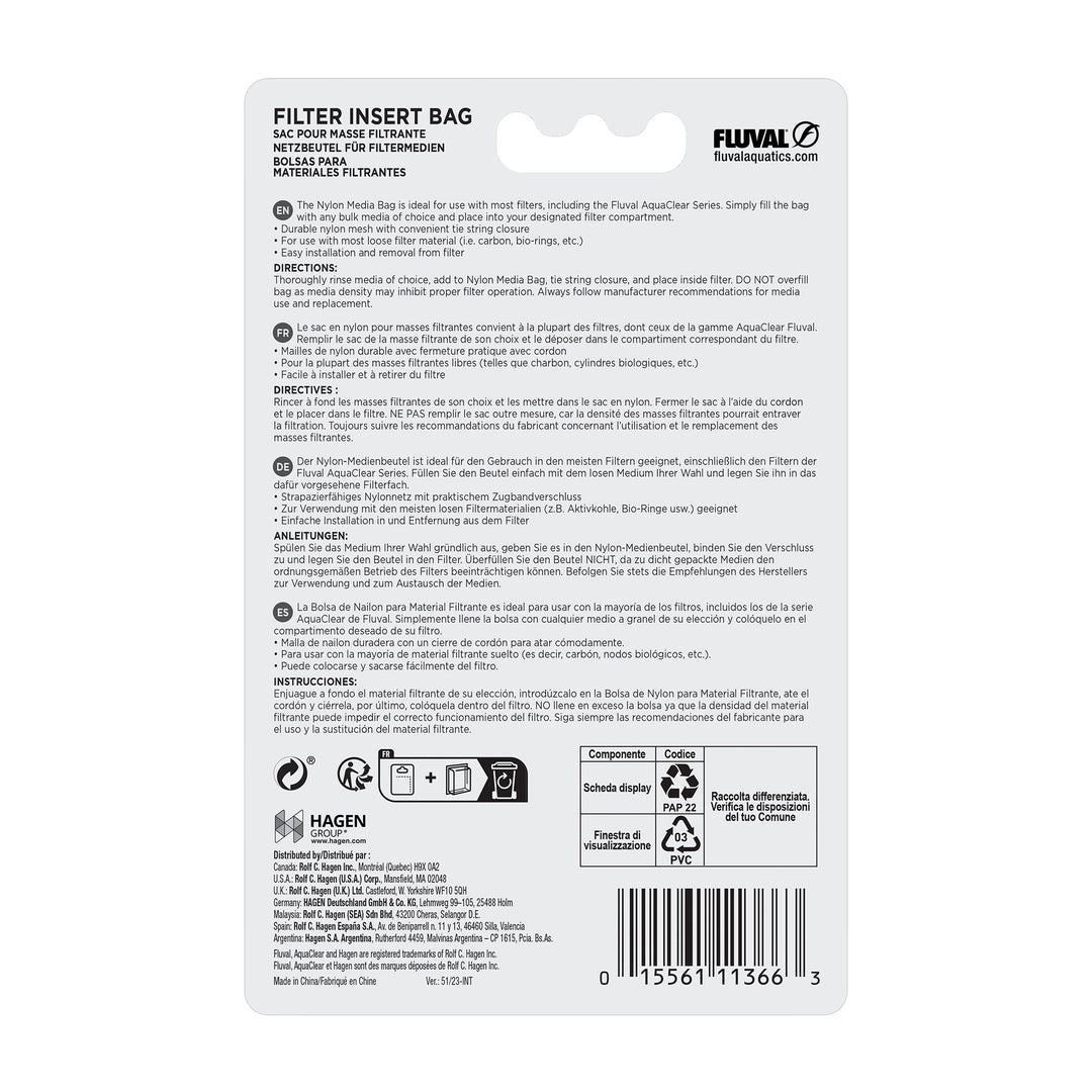 Fluval AquaClear - Sacs pour Masses Filtrantes - Accessoire de Filtre pour Aquariums