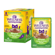 Wellness Appetizing Entrees - Mousse de Poulet et Dinde Infusée au Bouillon - Nourriture Humide pour Chats Adultes en Sachet