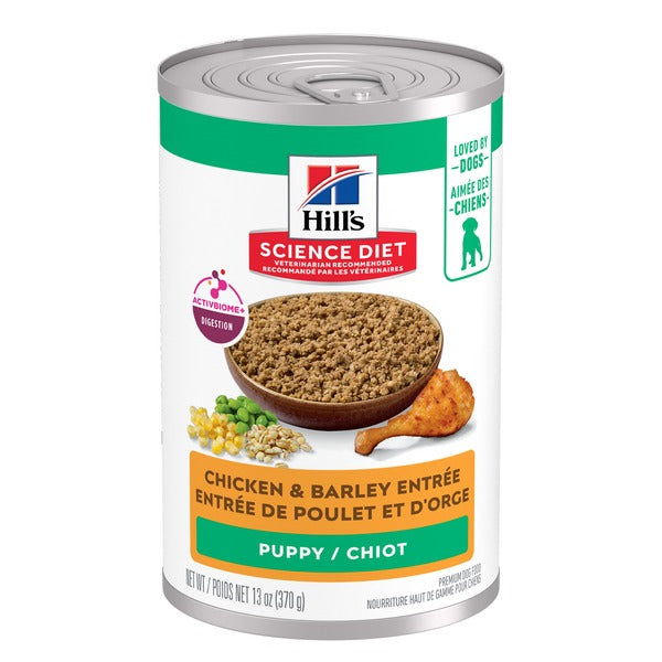 Hill's Science Diet - Chiot Entrée de Poulet et Orge - Nourriture Humide pour Chiens