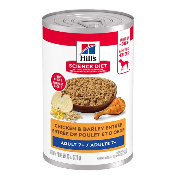 Hill's Science Diet - Chien Senior 7+ Entrée de Poulet et Orge - Nourriture Humide pour Chiens