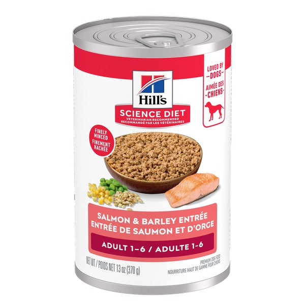 Hill's Science Diet - Entrée de Saumon et Orge - Nourriture Humide pour Chiens Adultes 1-6 Ans