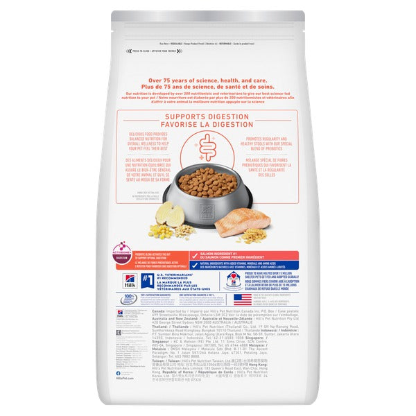 Hill's Science Diet - Digestion Parfaite (Perfect Digestion), Saumon et Riz Brun - Nourriture Sèche pour Chiens Adultes 1-6 Ans