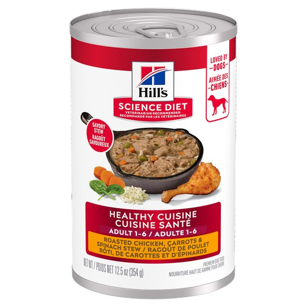 Hill's Science Diet Healthy Cuisine - Chien Adulte Ragoût de Poulet Rôti, Carottes et Épinards - Nourriture Humide pour Chiens