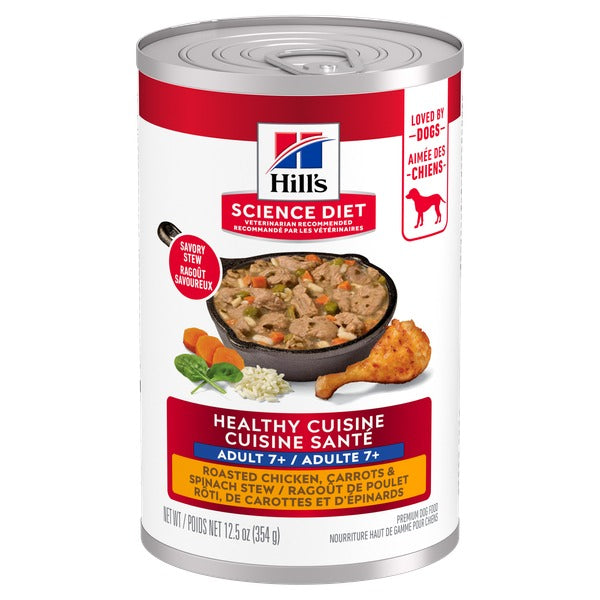 Hill's Science Diet Healthy Cuisine - Chien Senior 7+ Ragoût de Poulet Rôti, Carottes et Épinards - Nourriture Humide pour Chiens