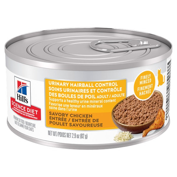 Hill's Science Diet - Soins Urinaires et Contrôle des Boules de Poils - Entrée de Poulet Savoureuse - Nourriture Humide pour Chats