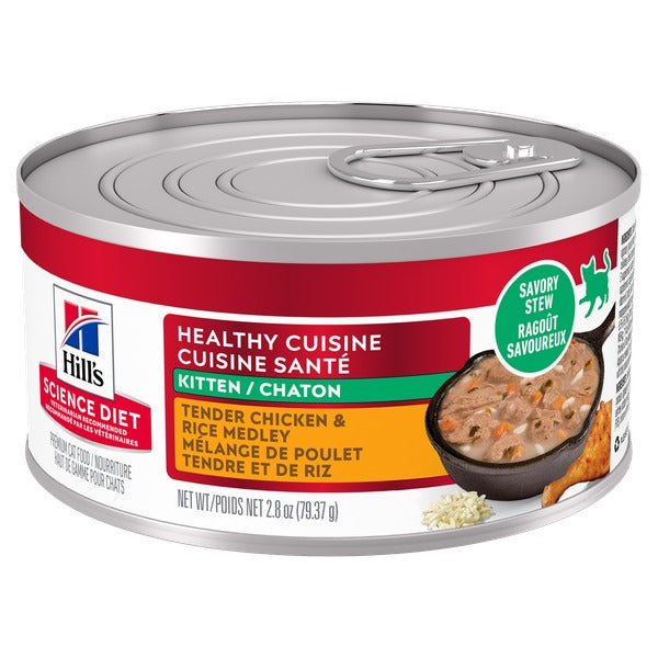 Hill's Science Diet Healthy Cuisine - Chaton Poulet Tendre et Riz en Sauce - Nourriture Humide pour Chats
