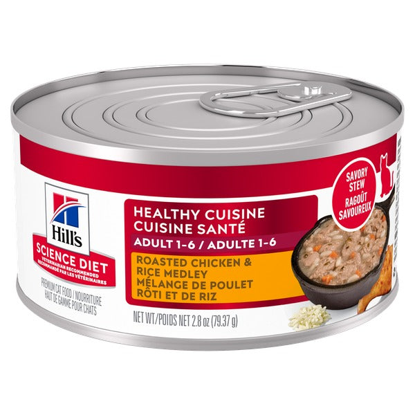 Hill's Science Diet Healthy Cuisine - Chat Adulte Poulet Tendre et Riz en Sauce - Nourriture Humide pour Chats