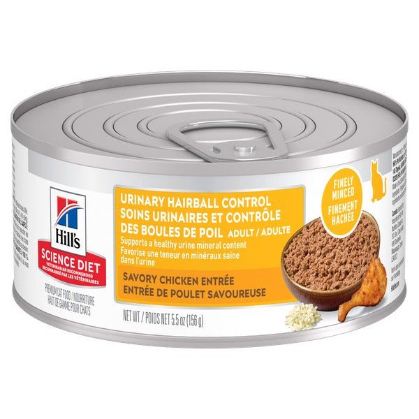 Hill's Science Diet - Soins Urinaires et Contrôle des Boules de Poils - Entrée de Poulet Savoureuse - Nourriture Humide pour Chats