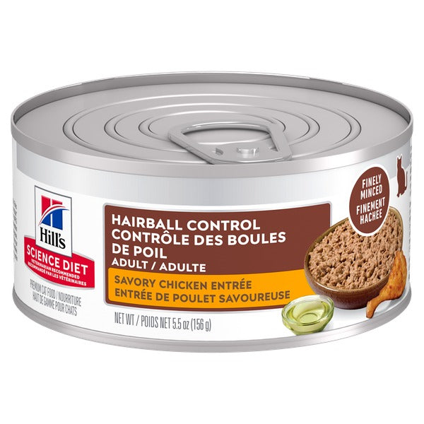 Hill's Science Diet - Chat Adulte Contrôles des Boules de Poils Pâté de Poulet - Nourriture Humide pour Chats
