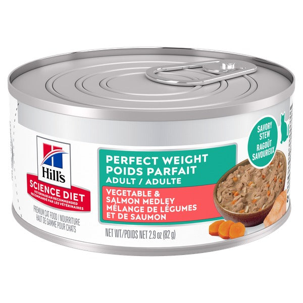 Hill's Science Diet - Chat Adulte Poids Santé Pâté de Légumes et Saumon - Nourriture Humide pour Chats
