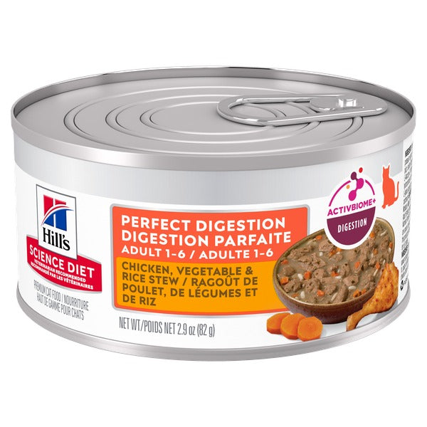 Hill's Science Diet - Chat Adulte Santé Digestive Ragoût de Poulet Légumes et Riz - Nourriture Humide pour Chats
