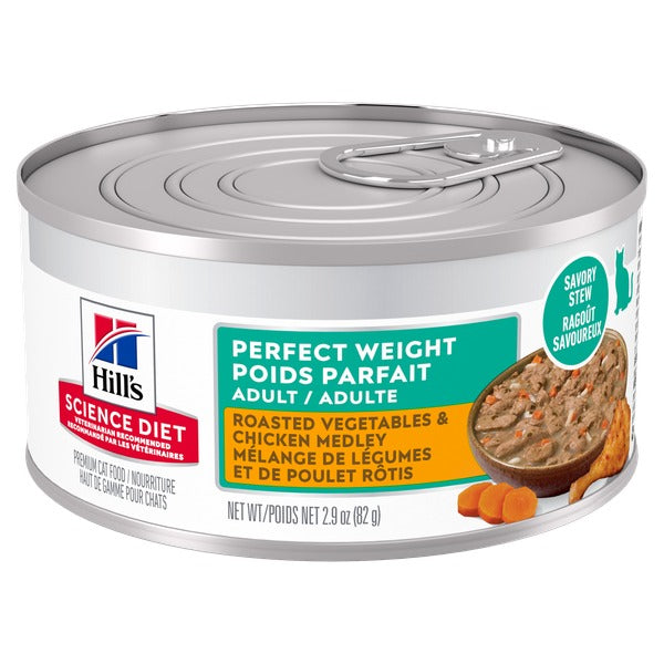 Hill's Science Diet - Chat Adulte Poids Santé Pâté de Légumes Rôtis et Poulet - Nourriture Humide pour Chats