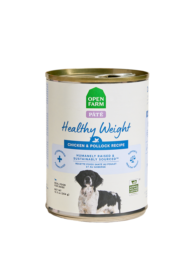 Open Farm - Poids Santé - Pâté de Poulet et Poisson Blanc - Nourriture Humide pour Chiens