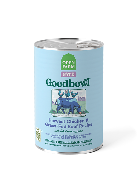 Open Farm GoodBowl - Pâté Poulet et Boeuf Nourri à l'Herbe - Nourriture Humide avec Grains Entiers pour Chiens