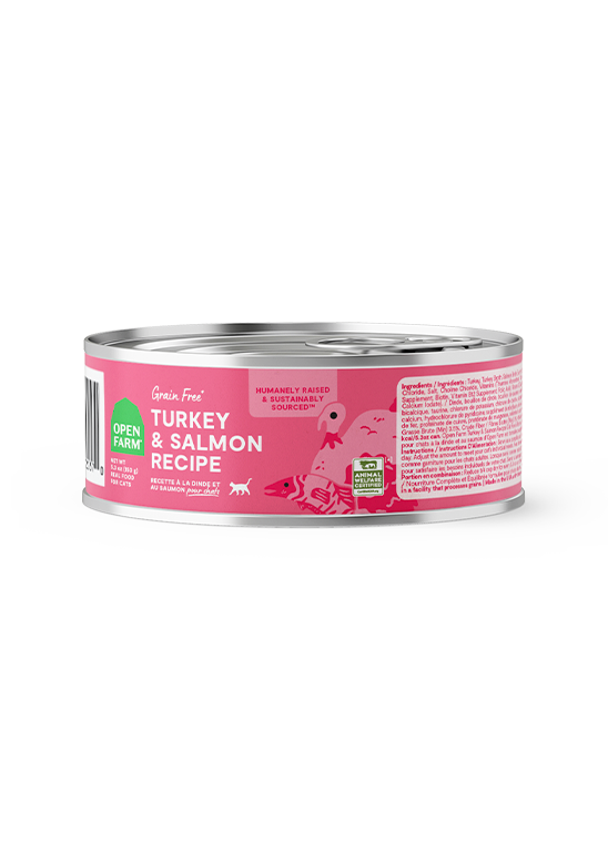 Open Farm Hearty Morsels - Bouchées de Dinde et Saumon en Sauce - Nourriture Humide Sans Grains pour Chats