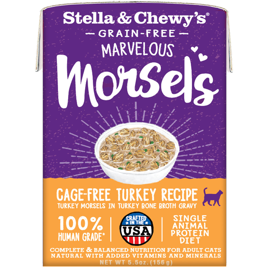 Stella & Chewy's Marvelous Morsels - Bouchées de Dinde en Sauce au Bouillon d’Os de Dinde - Nourriture Humide Sans Grains pour Chats en Tetra Pak