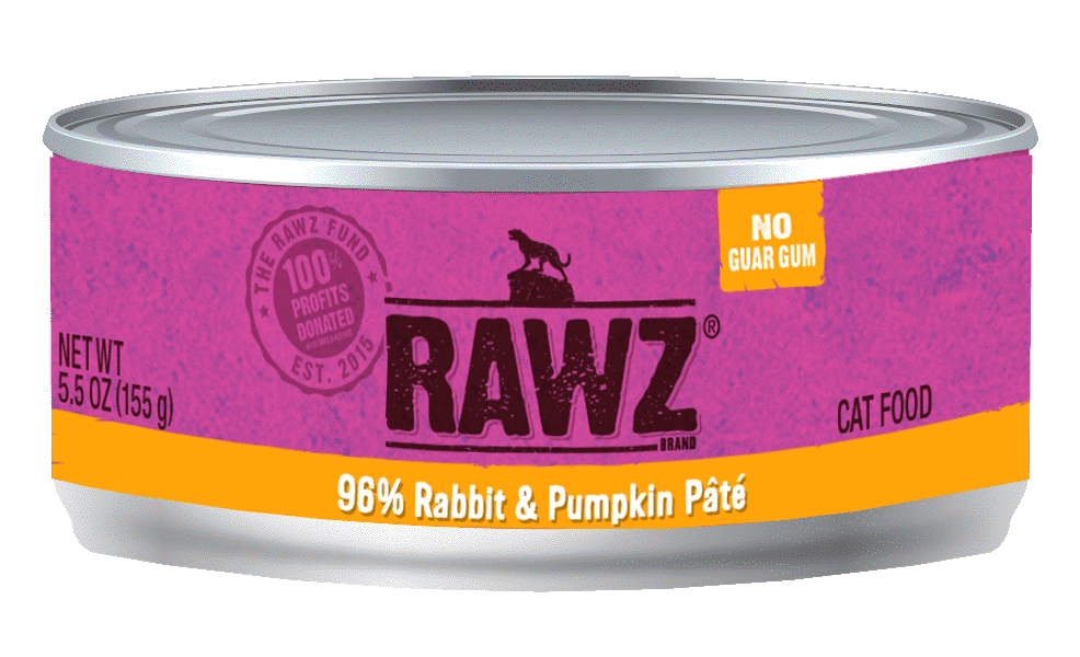 Rawz - Chat Pâté de 96% Lapin et Citrouille - Nourriture Humide pour Chats