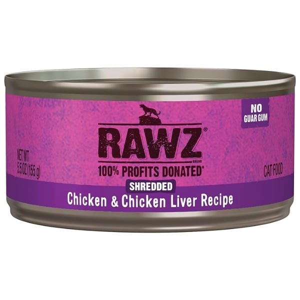 Rawz - Poulet et Foie Effilochés - Nourriture Humide Sans Grains pour Chats