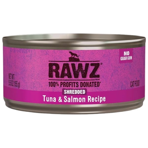 Rawz - Thon et Saumon Effilochés - Nourriture Humide Sans Grains pour Chats