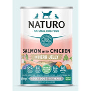 Naturo - Saumon et Poulet en Gelée aux Herbes - Nourriture Humide Sans Grains pour Chiens Adultes 1-7 Ans en Sachet