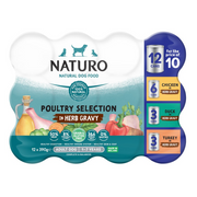 Naturo - Sélection de Volailles en Sauce aux Herbes - Nourriture Humide Sans Grains pour Chiens Adultes 1-7 Ans en Sachet