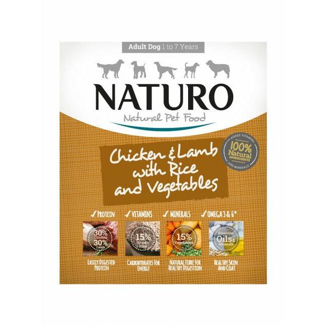 Naturo - Poulet, Agneau, Riz et Légumes - Nourriture Humide pour Chiens Adultes 1-7 Ans en Sachet