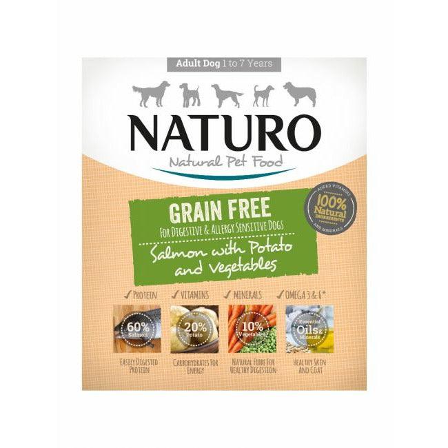 Naturo - Saumon, Patate et Légumes - Nourriture Humide Sans Grains pour Chiens Adultes 1-7 Ans en Sachet