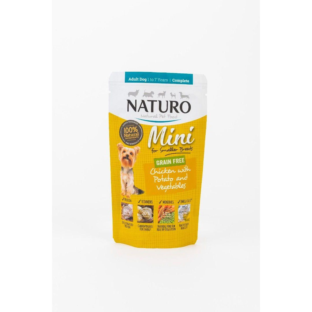 Naturo Mini - Poulet, Patate et Légumes - Nourriture Humide Sans Grains pour Chiens Adultes de Petites Races 1-7 Ans en Sachet