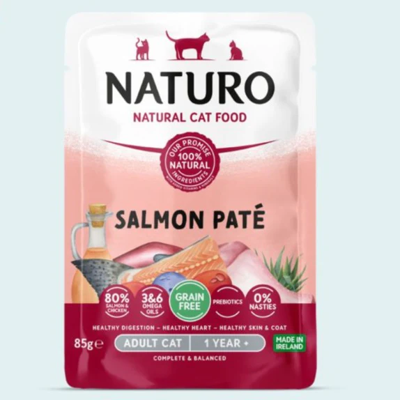 Naturo - Pâté de Saumon - Nourriture Humide Sans Grains en Pâté pour Chats en Sachet