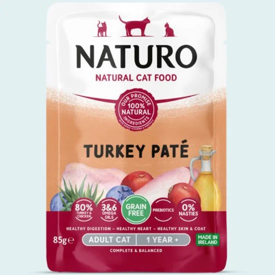 Naturo - Pâté de Dinde - Nourriture Humide Sans Grains en Pâté pour Chats en Sachet