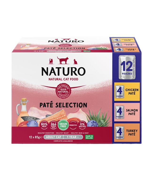 Naturo - Assortiment en Pâté - Nourriture Humide Sans Grains en Pâté pour Chats en Sachet