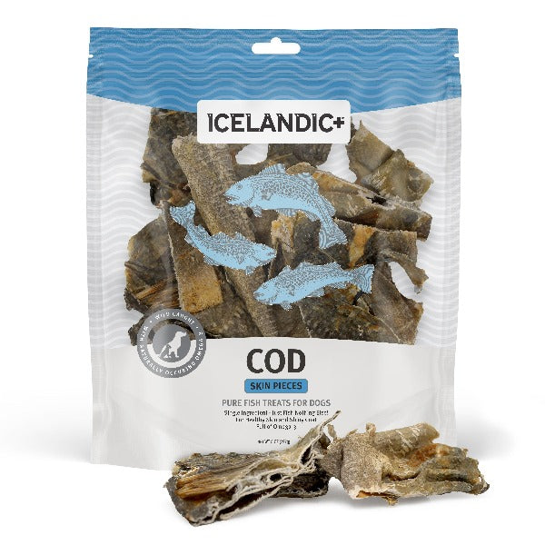 Icelandic+ Morceaux de Peau de Morue - Gâteries Séchéess à l'Air pour Chiens