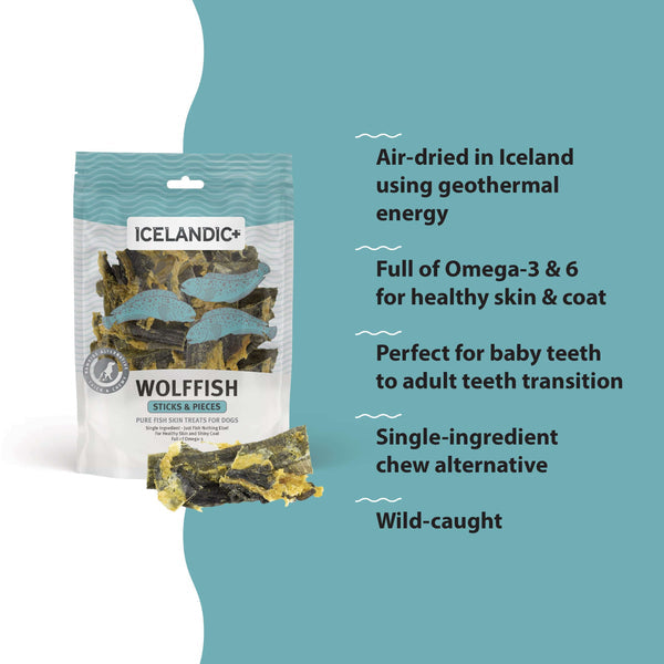 Icelandic+ Lanière de Peau de Loup de Mer - Gâteries Séchéess à l'Air pour Chiens